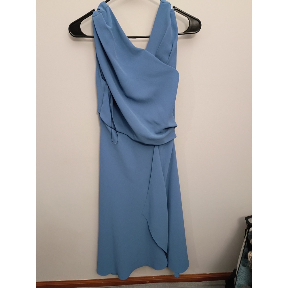 Reiss Marling Draped Cowl Neck Cocktail Dress Blue Size USA 6 UK 10 EU 38